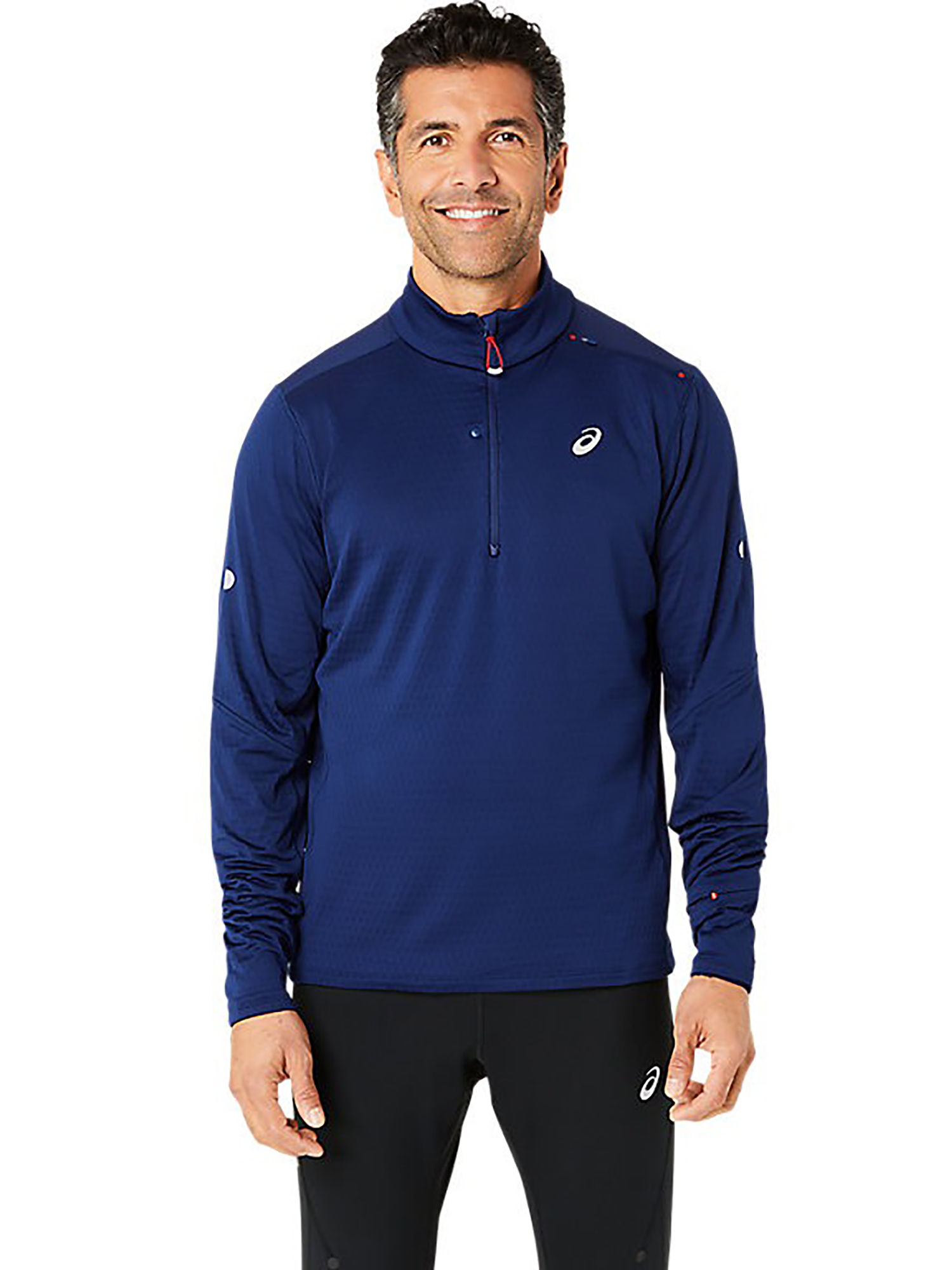 [ sea ] Buy ASICS Activewear Blue Road Winter 1/2 Zip Mid Layer T-Shirt Online