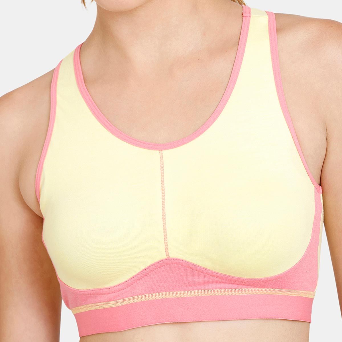 Zivame Rosaline Easy Movement Cotton Rich Sports Bra Yellow Iris Buy
