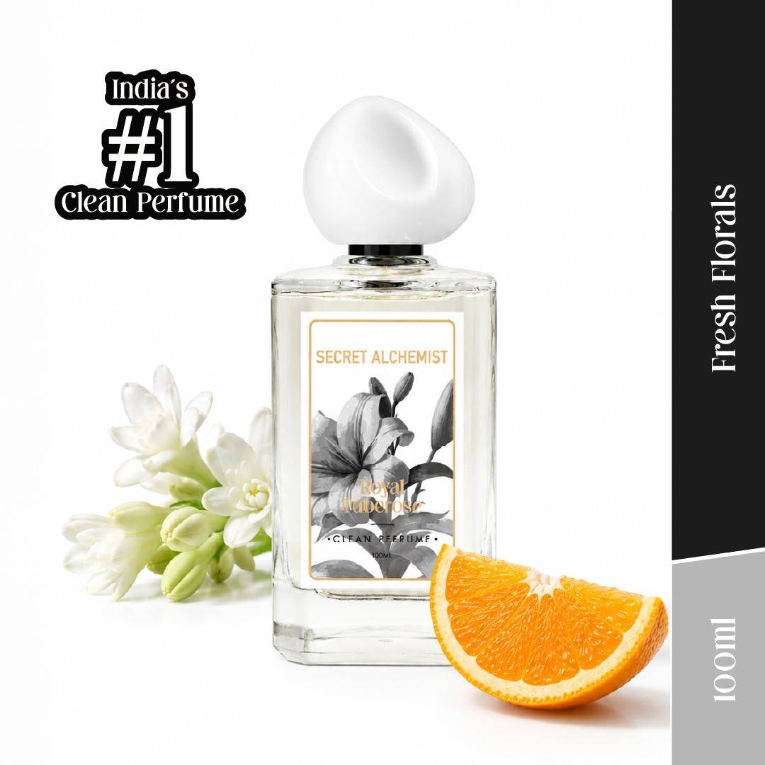 Secret Alchemist Royal Tuberose Clean Perfume for Women with Rose & Sandalwood, Everyday