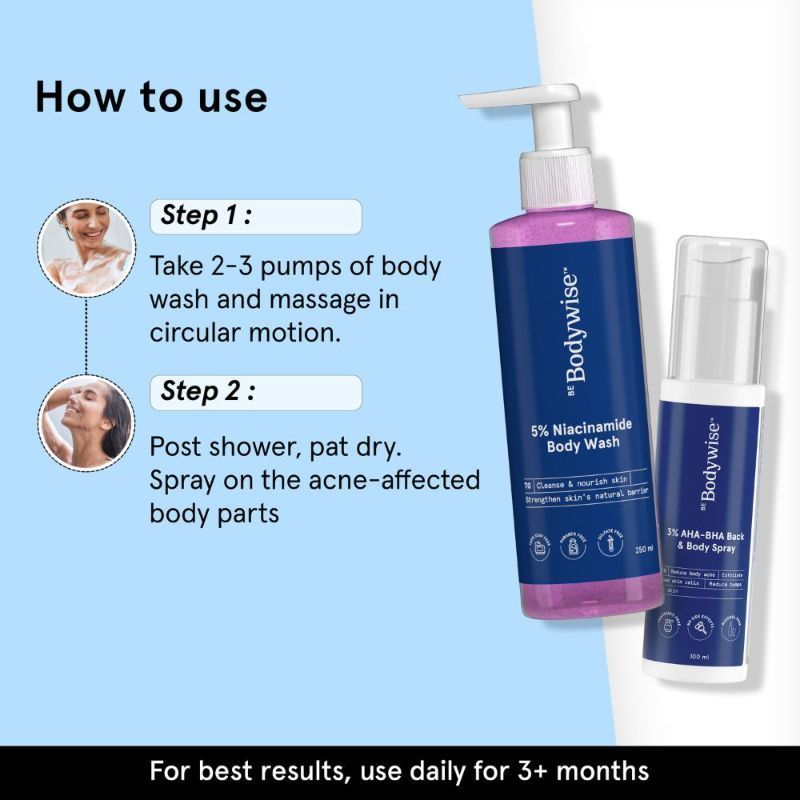 Buy Be Bodywise 5 Niacinamide Body Wash & 3 AHA BHA Back & Body Spray