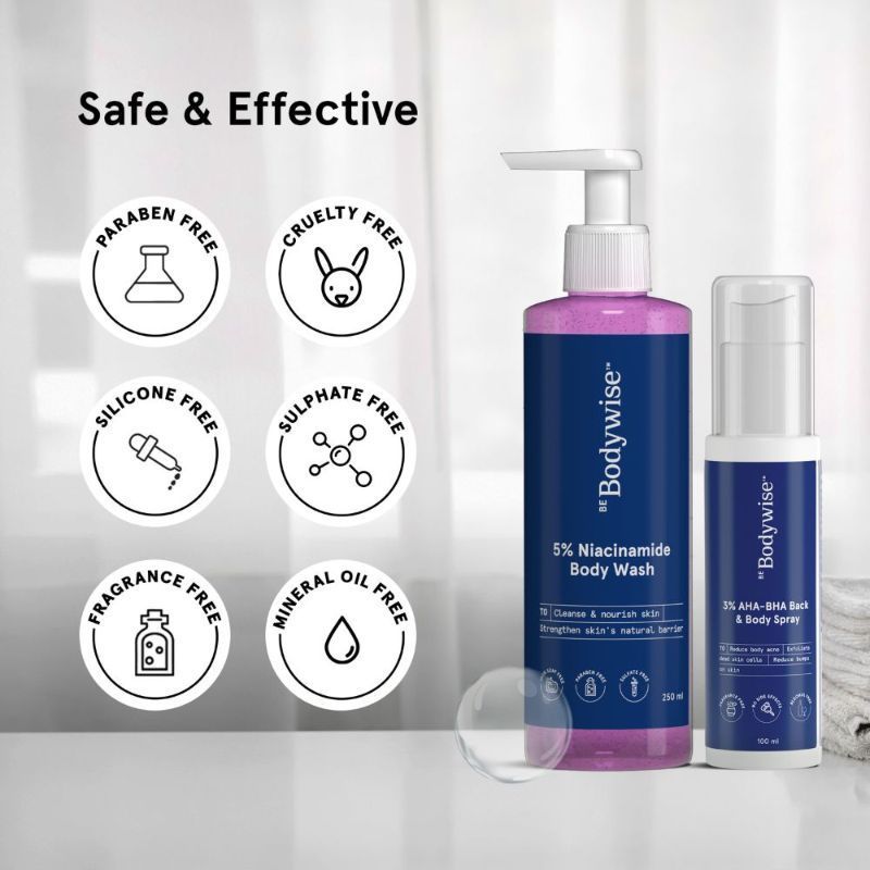 Buy Be Bodywise 5 Niacinamide Body Wash & 3 AHA BHA Back & Body Spray