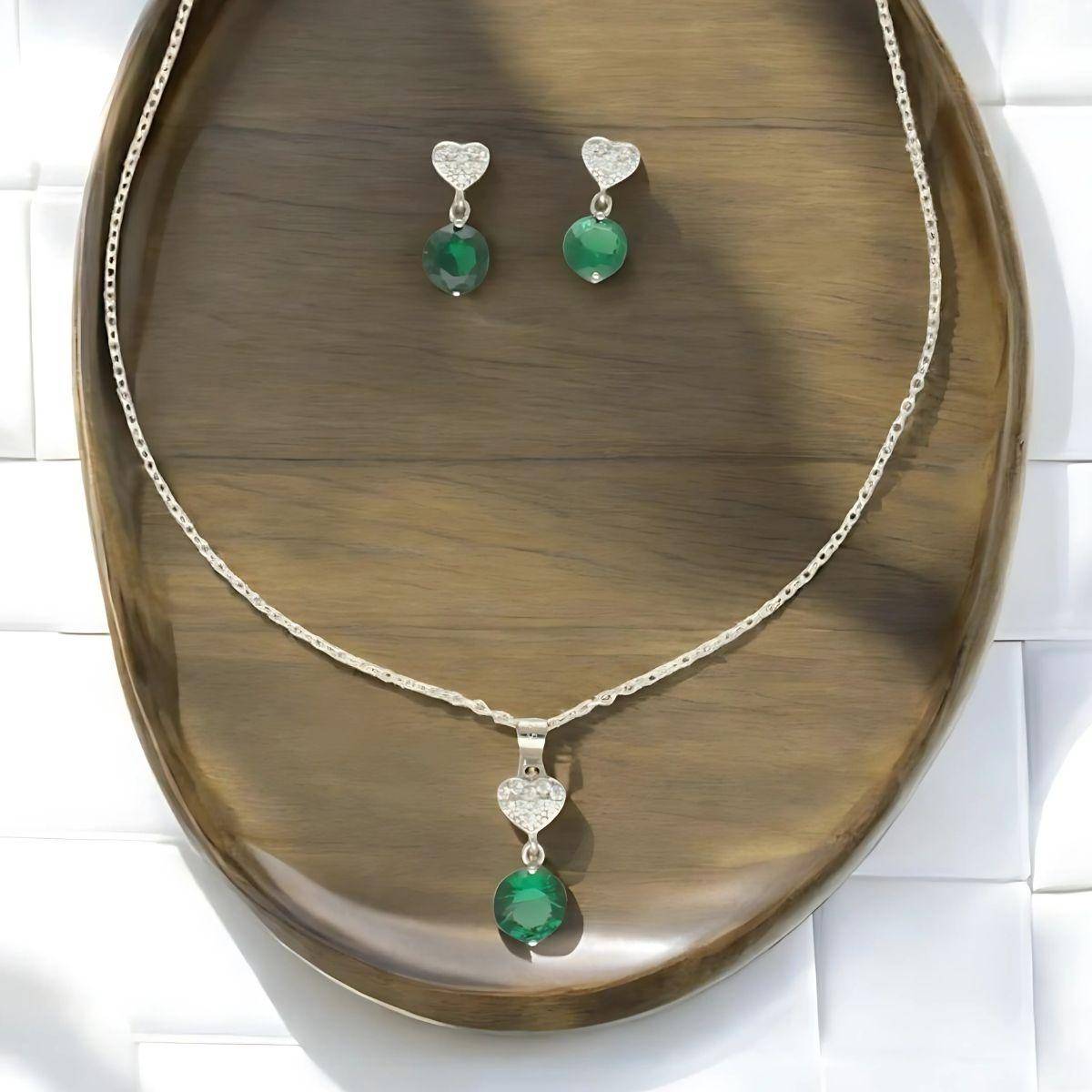 Sri Jagdamba Pearls Luvya 925 Silver Pendant Set