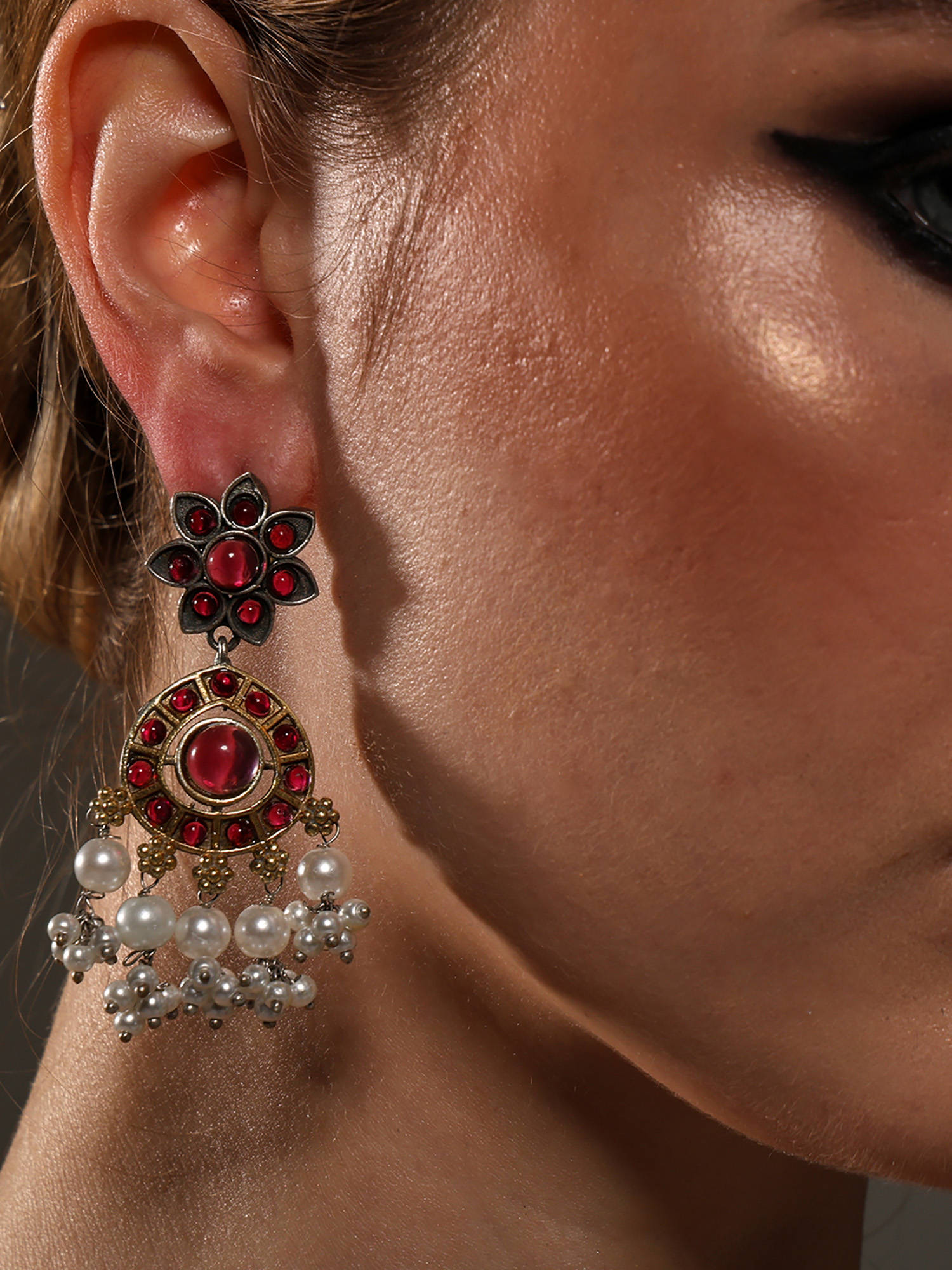 VENI Gold Plated Oxidised Earrings