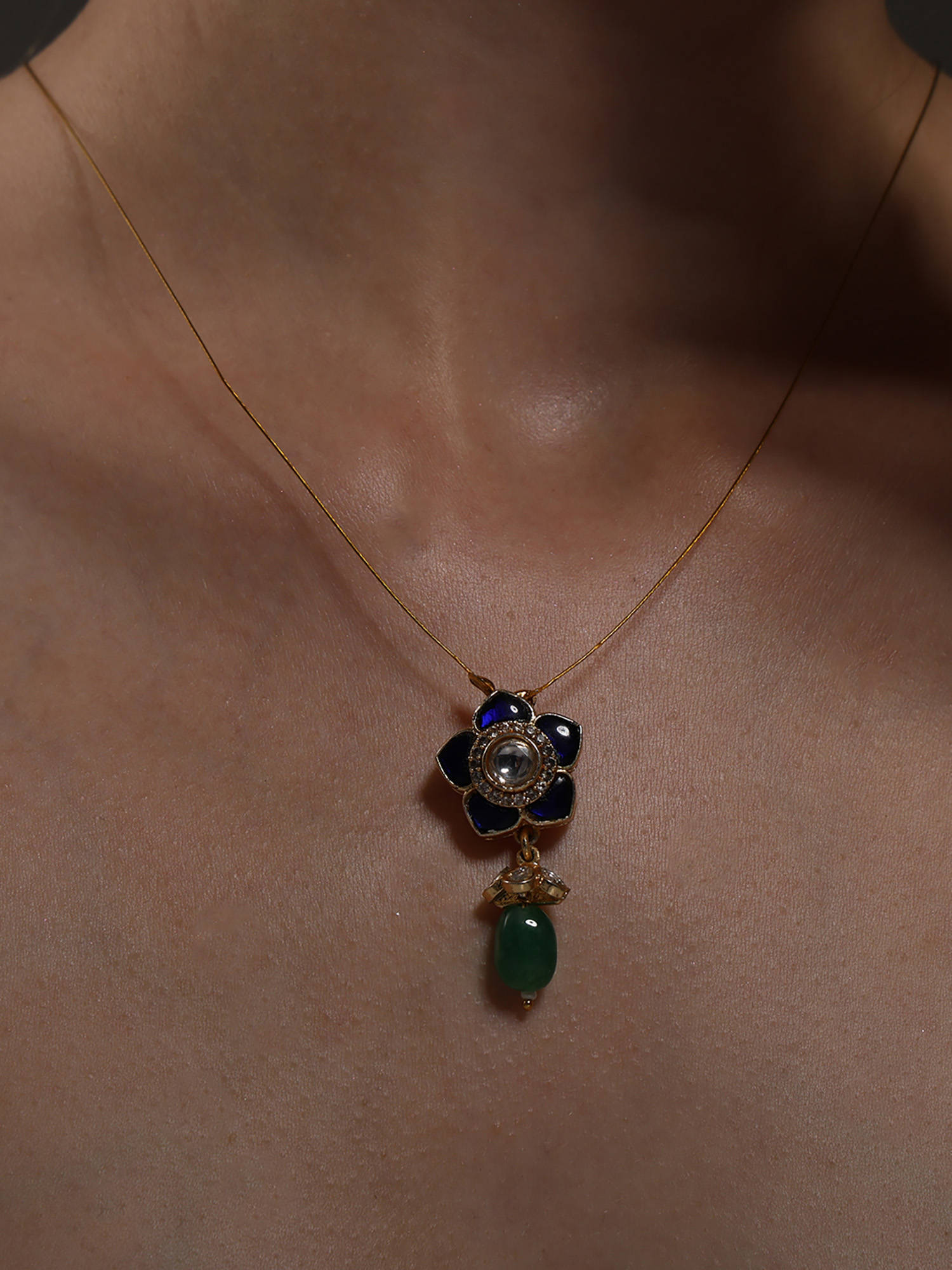 VENI Gold-Toned Brass Silver-Plated Oxidised Necklace