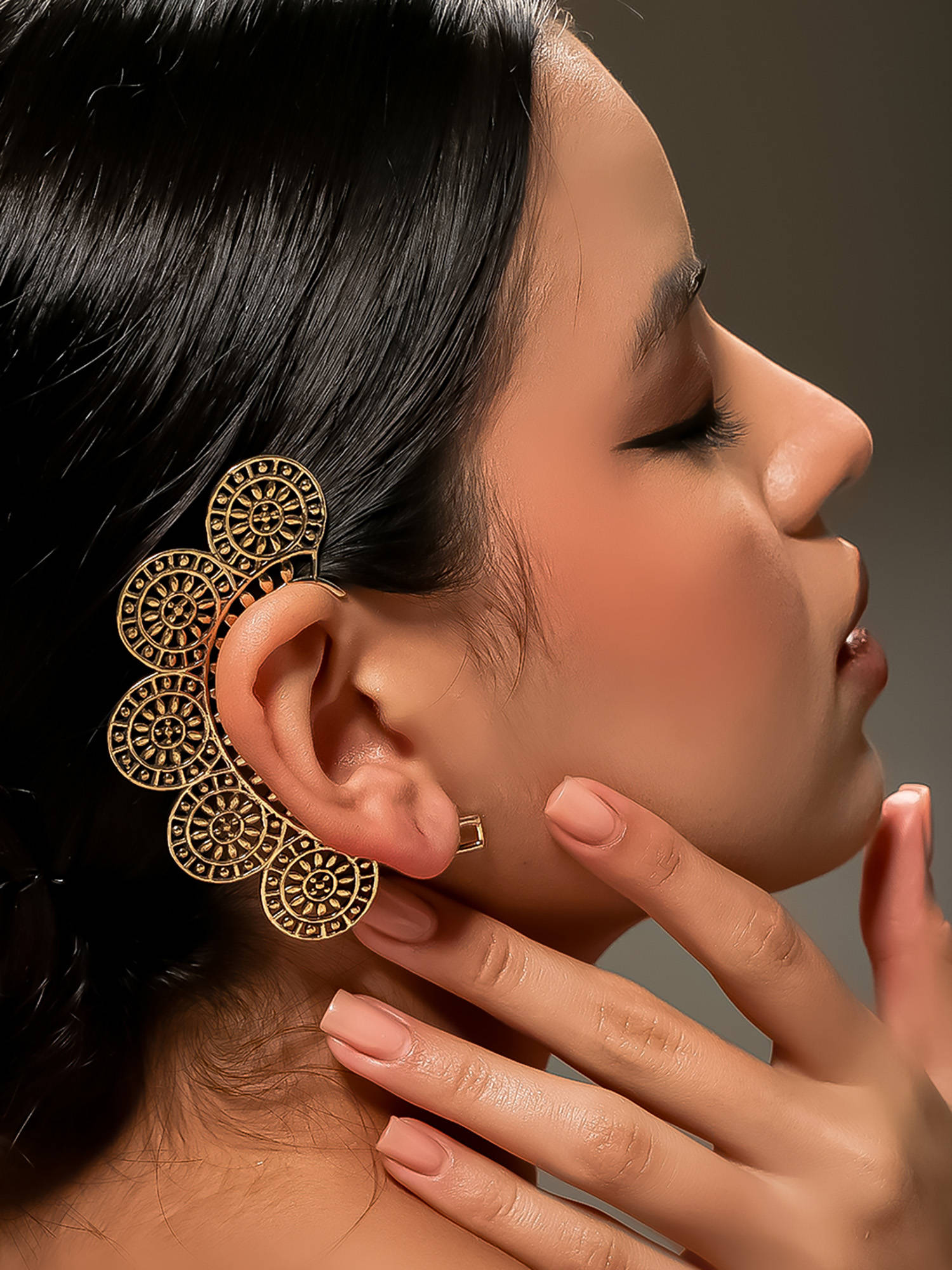 VENI Gold Plated Oxidised Earrings