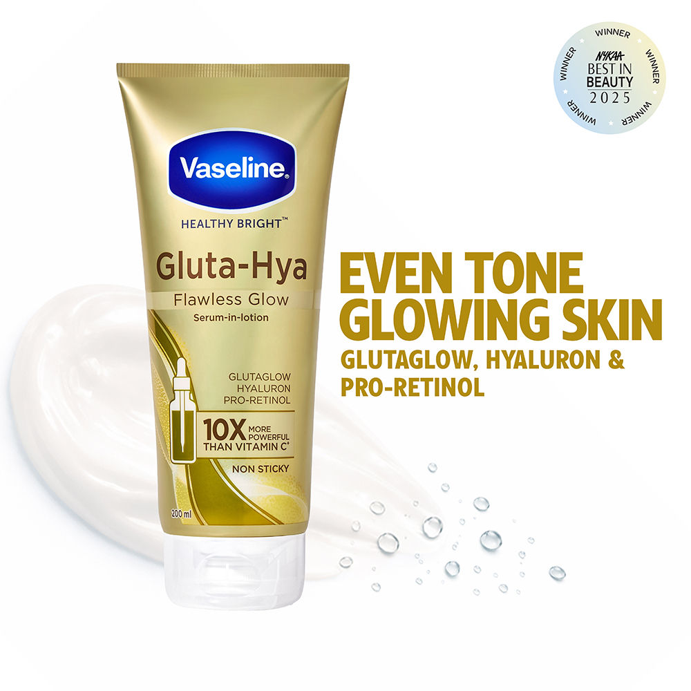 Vaseline Gluta-Hya Flawless Glow Lotion Bright, Even Tone Skin Glutathione Infused Moisturizer