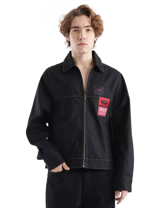 Rare Rabbit Clovix Black Label Print Regular Fit Jacket