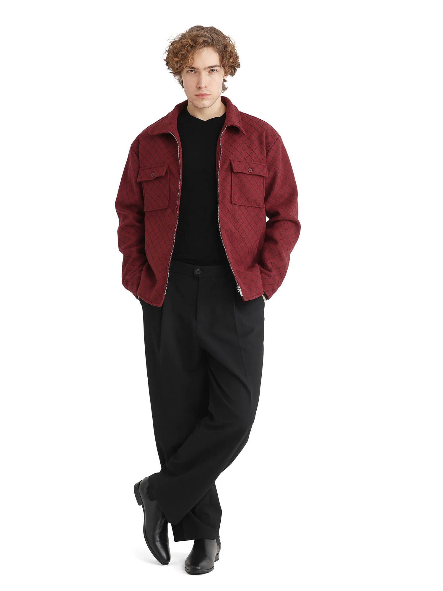 Buy Rare Rabbit Lybro Red Monogram Print Regular Fit Jacket Online
