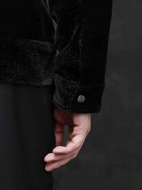 Rare Rabbit Otaki-2 Black Plain Regular Fit Jacket