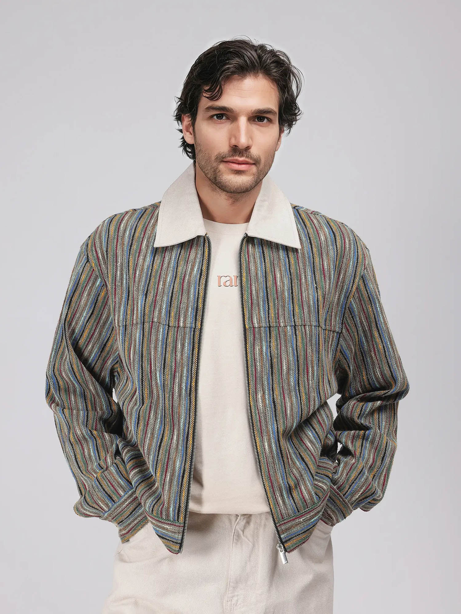 Buy Rare Rabbit Pelden J Multi-Color Striped Boxy Fit Shacket Online