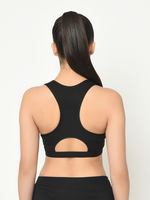 Da Intimo Back Cell Phone Pocket Sports Bra - Black (S)