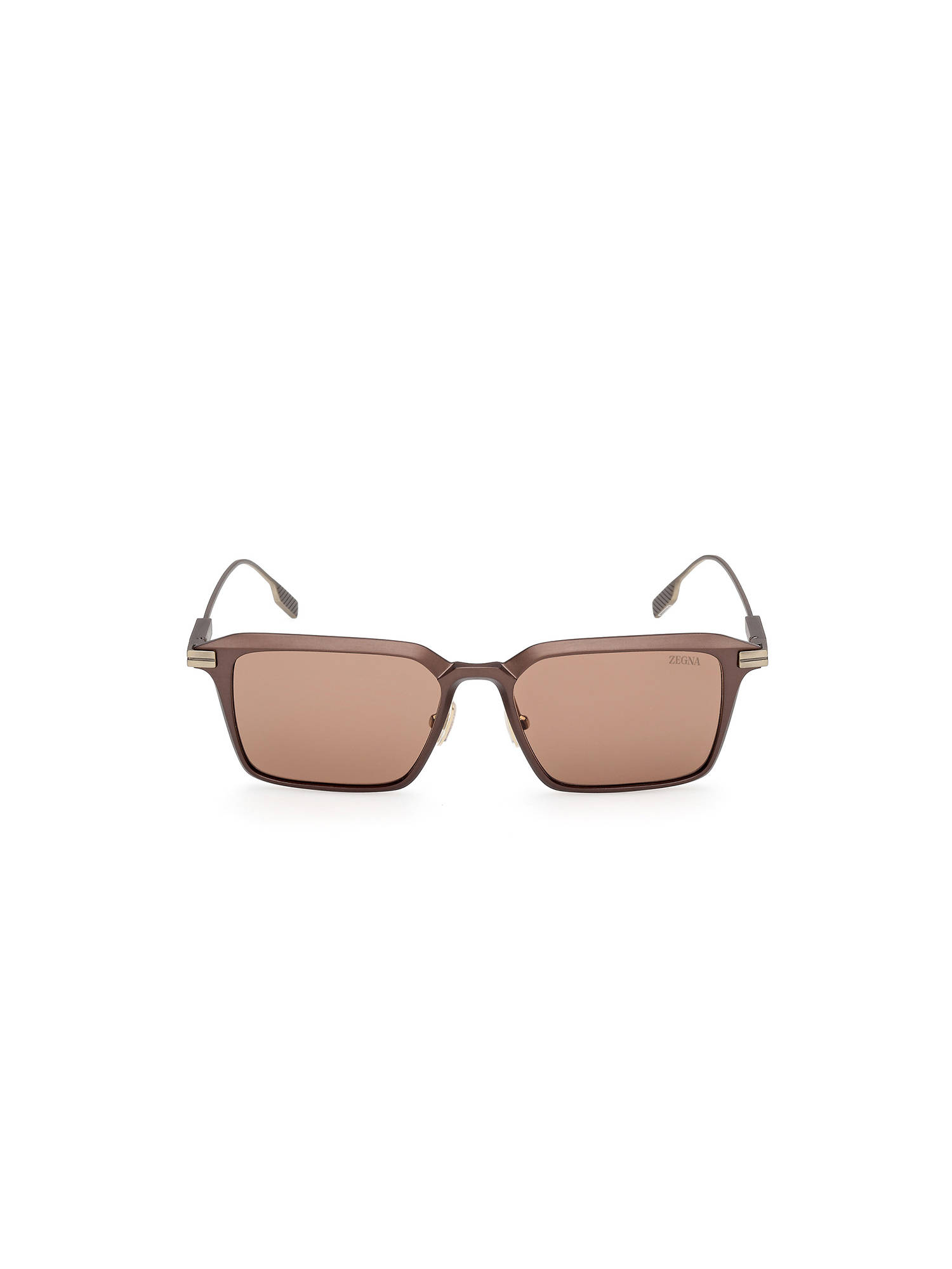 Ermenegildo Zegna Brown Metal Full Rim Rectangle Men Frame (EZ0273-H 55 37E) (55)