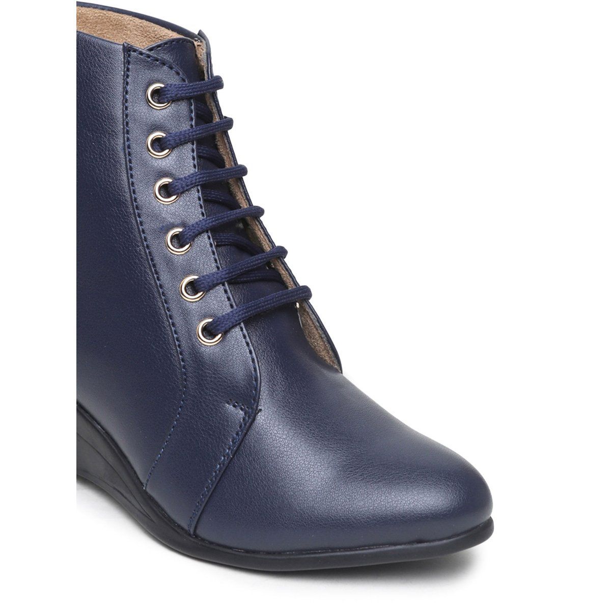 navy blue flat boots