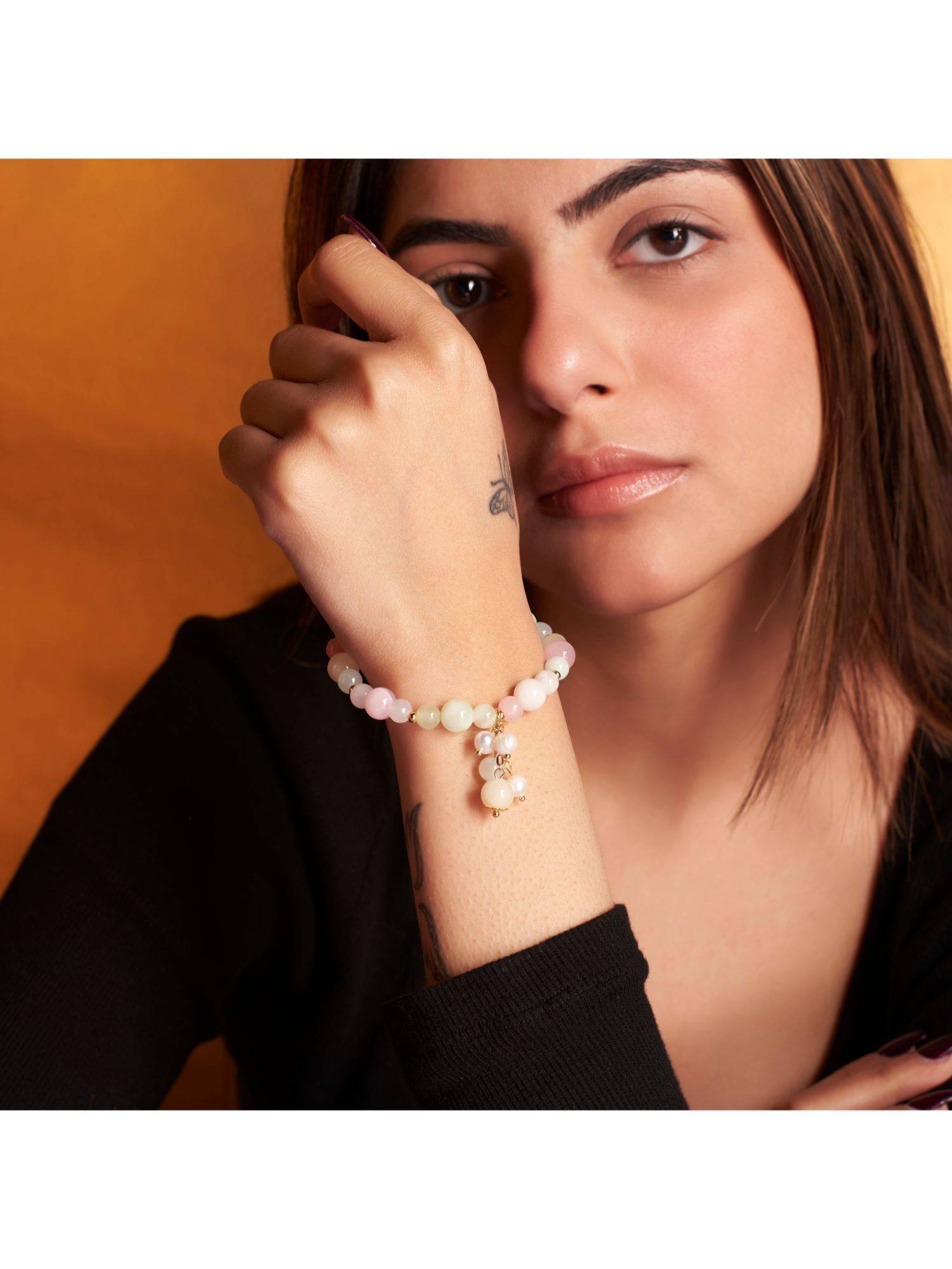 Salty Dreamy Peach Natural Stone Band Bracelet