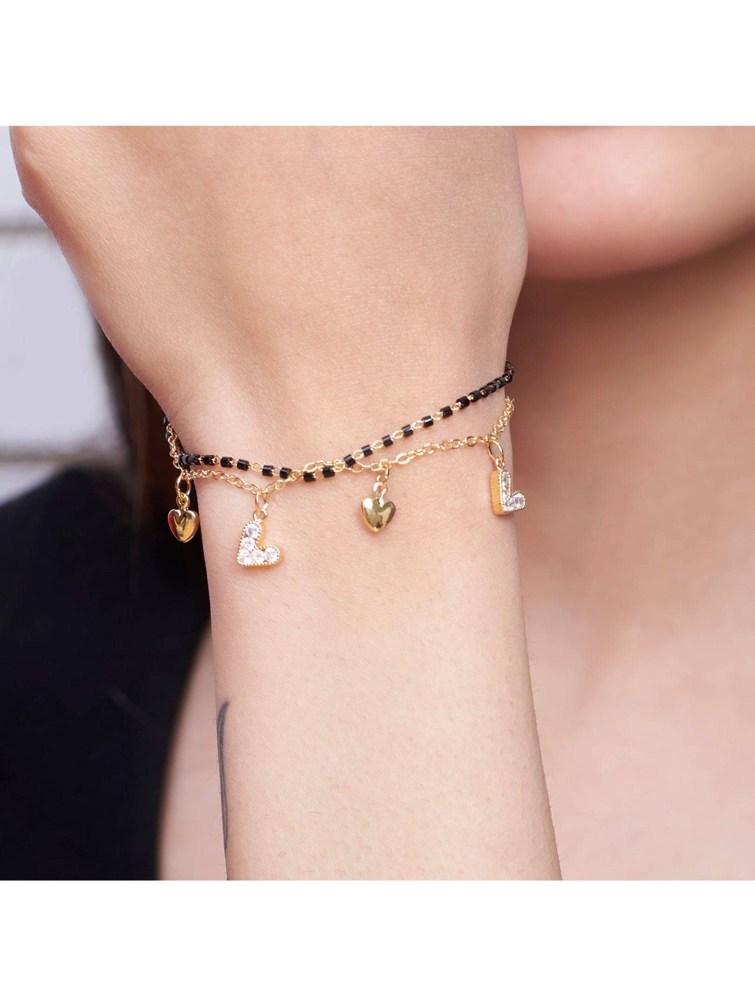 Salty Velvet Black Pearl Heart Bracelet
