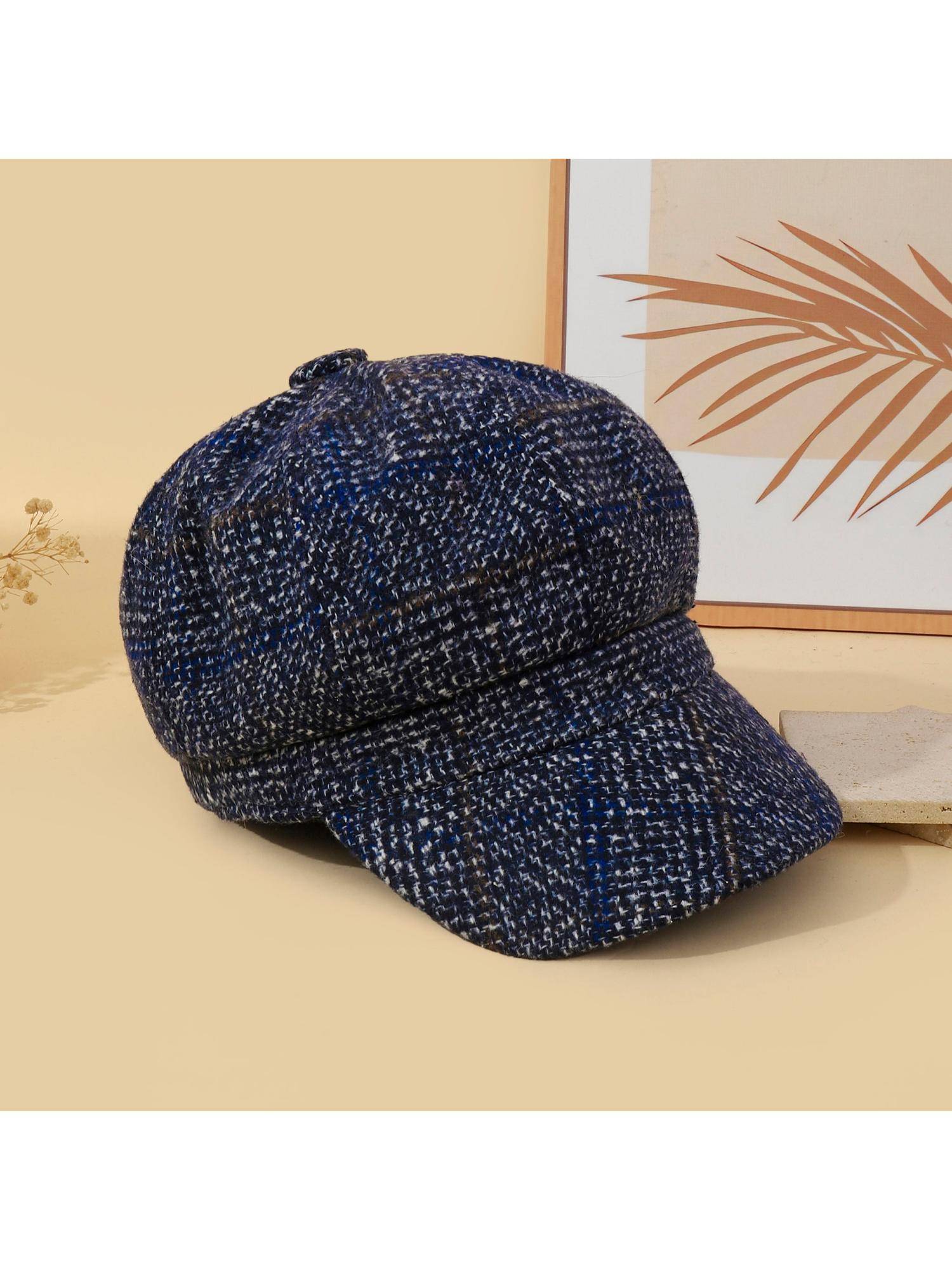 Salty Vintage Grid Baker Boy Cap - Blue