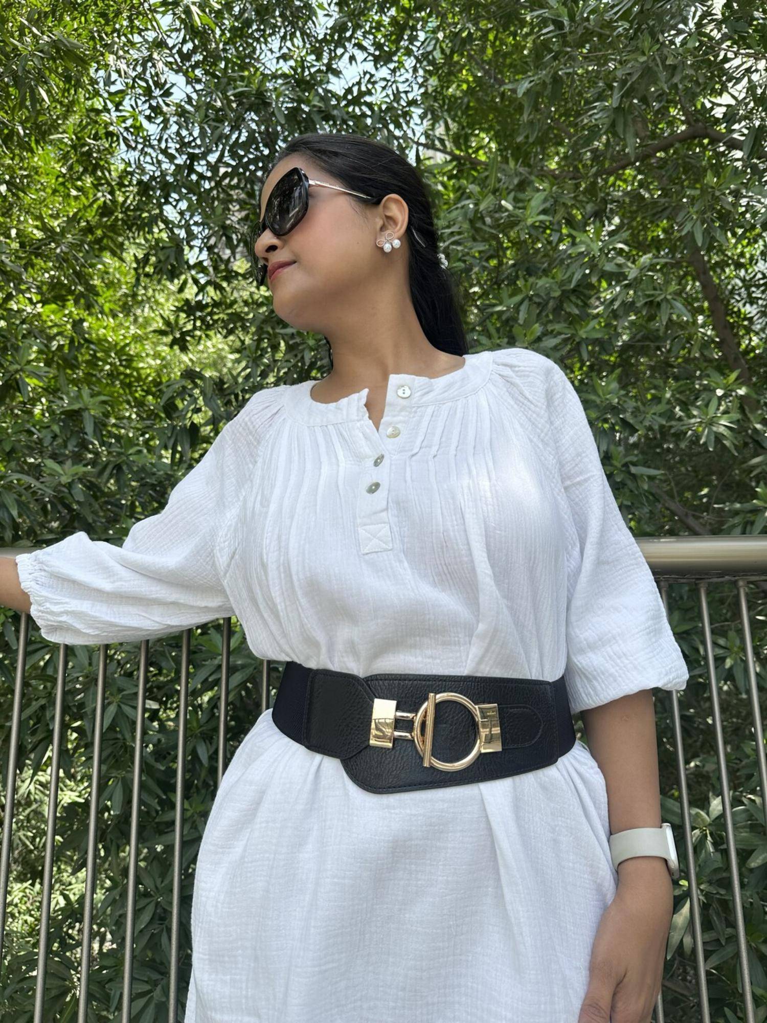 CrossKulture Black Broad Elastic Women Belt