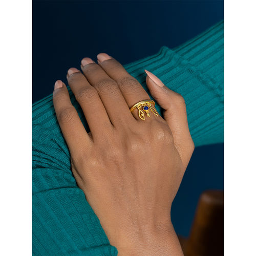 Buy Shaya by CaratLane Goodbye Haters Evil Eye Ring in Gold Plated