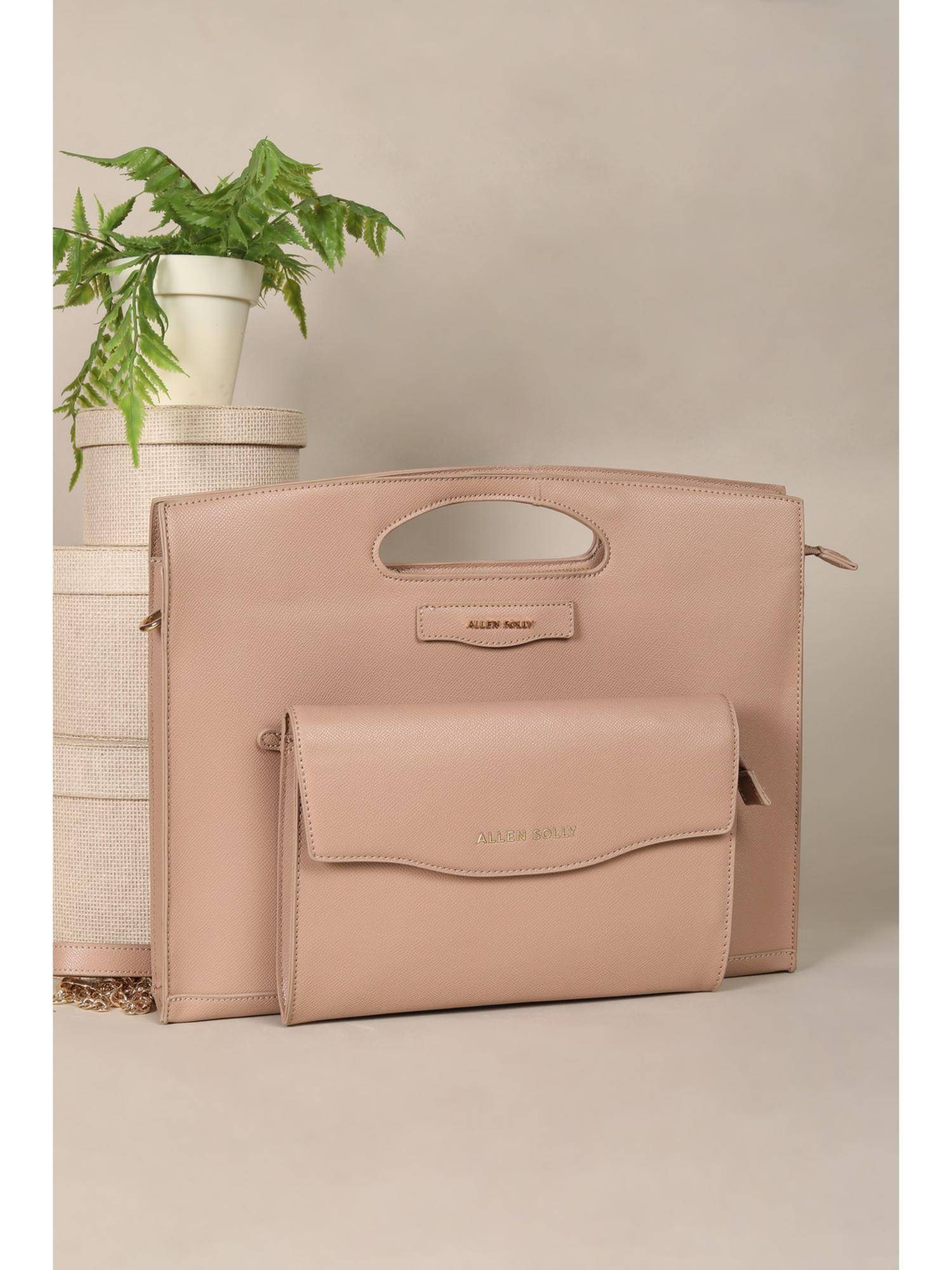 Allen Solly Women Beige Casual Handbag With Detachable Pouch