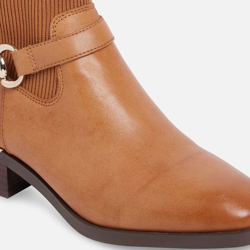 Buy Aldo Franina Leather Medium Brown Solid Ankle Boots Online