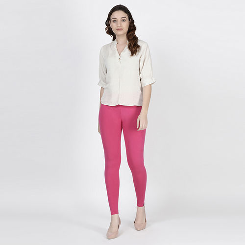 Twinbirds Pink Shock Solid Ankle Legging