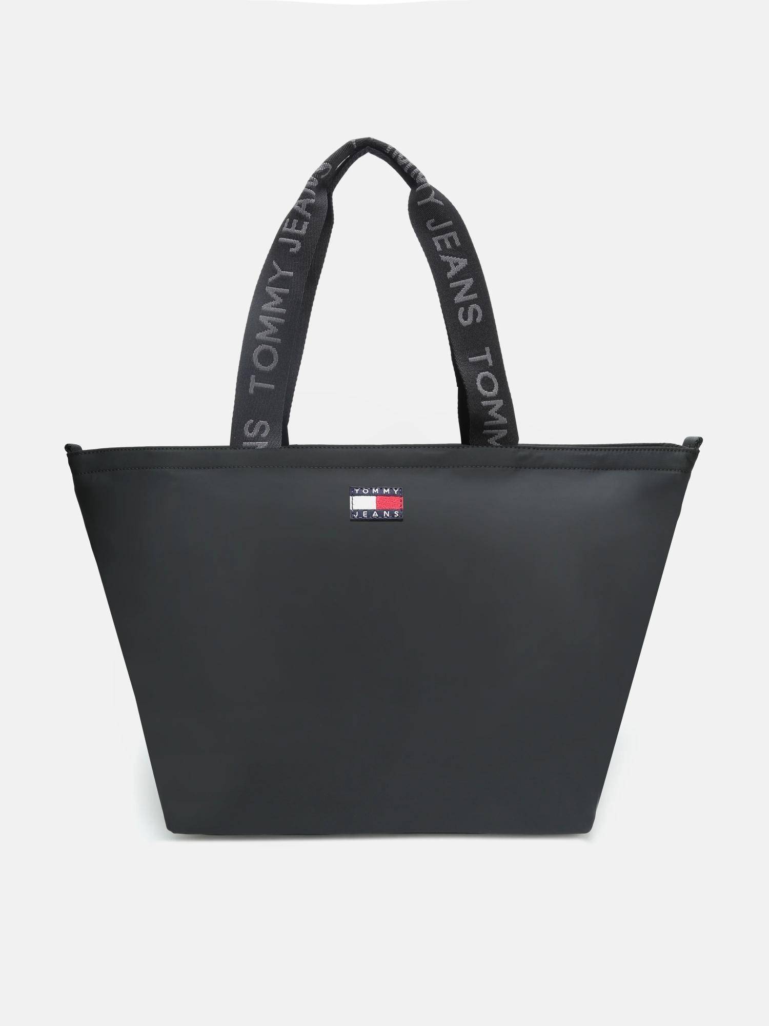 Tommy Hilfiger Solid Black Polyester Tote Bag