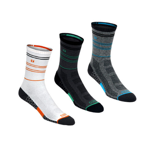 Tego Unisex Drill Crew Length Comfort Sports Running Socks Multi-Color  (Pack of 3) (S)