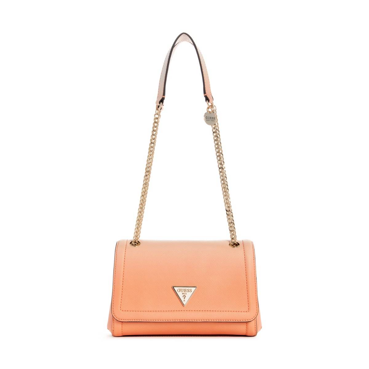 Guess Orange Solid Noelle Convertible Crossbody Sling Bag With Detachable Strap