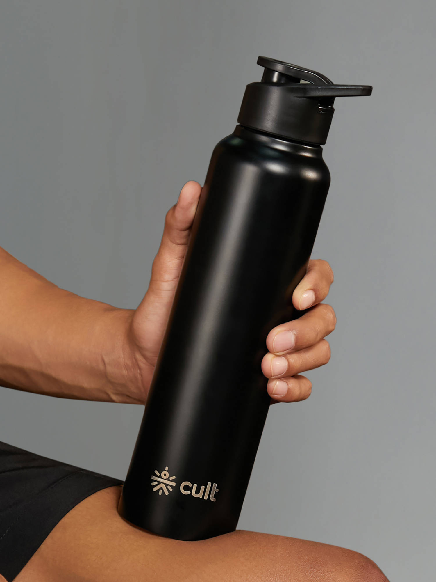 CULT Steel Bottle 1Ltr With Sports Cap Black