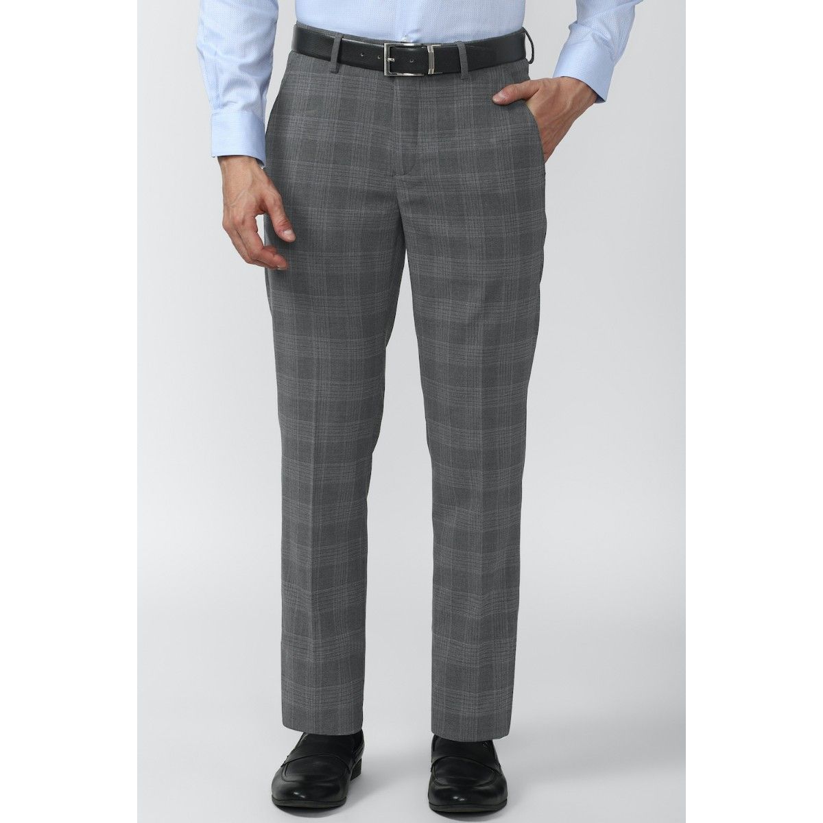 Buy PETER ENGLAND Mens Slim Fit Slub Formal Trousers | Shoppers Stop