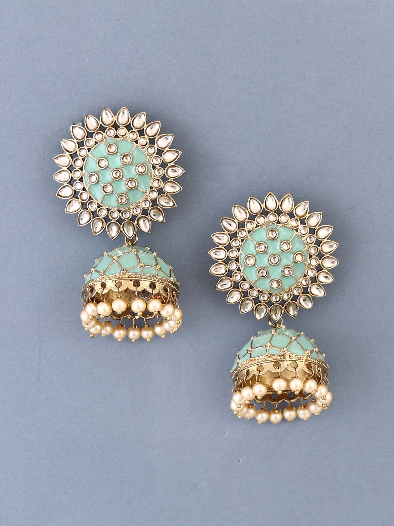 pista green colour earrings