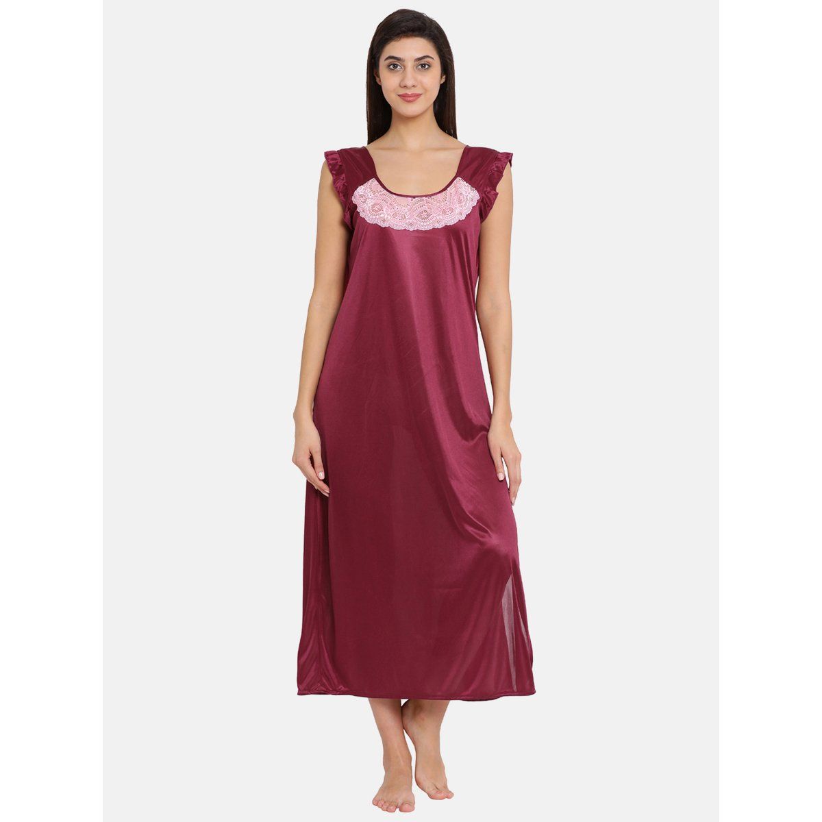 Clovia Satin Long Night Dress Purple: Buy Clovia Satin Long Night Dress  Purple Online at Best Price in India | Nykaa
