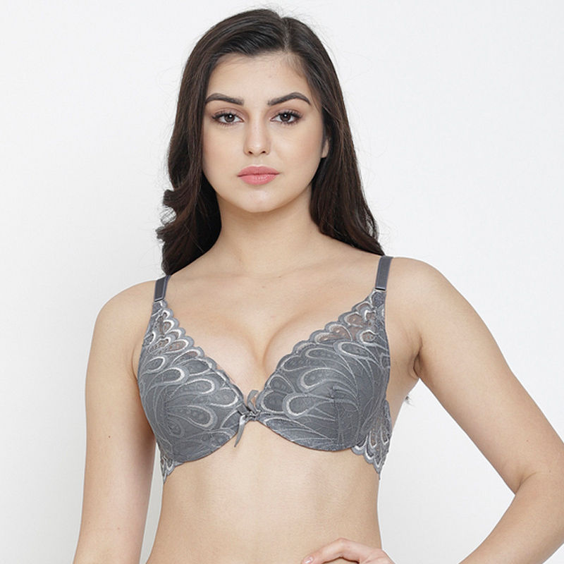 Buy PrettyCat Beautiful Lace Bra - Grey online