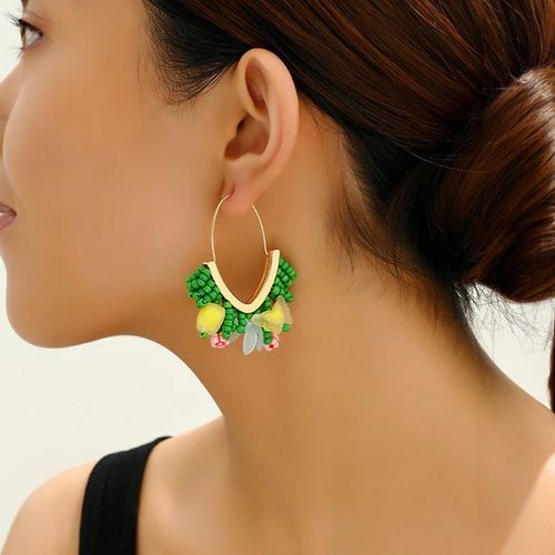 Yellow Chimes Green Hoop Earrings