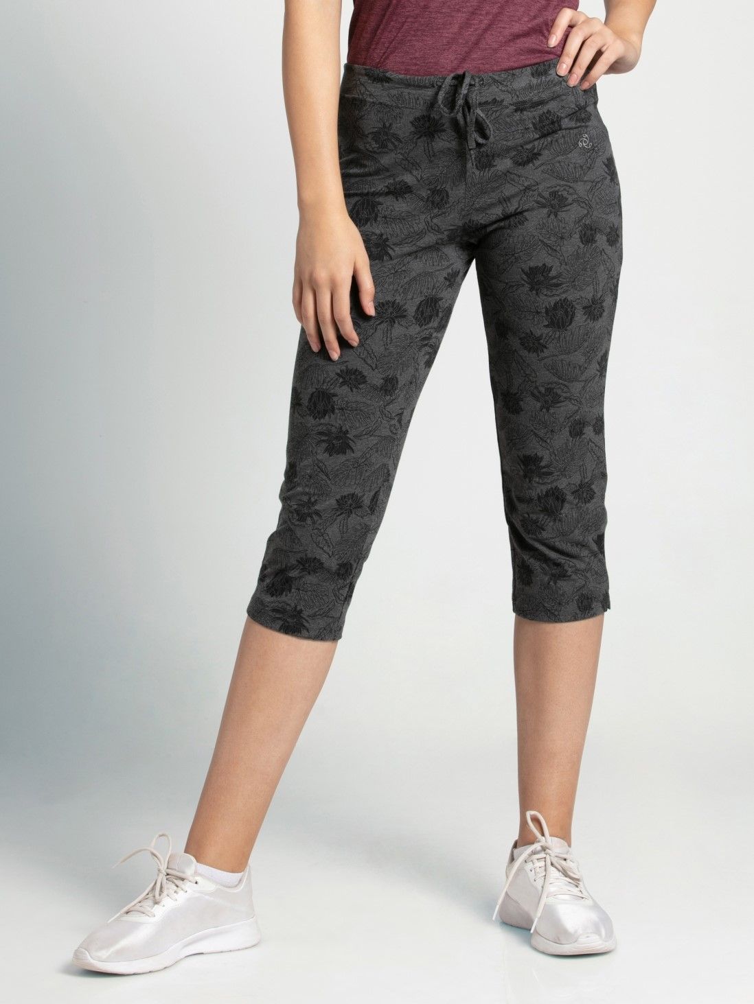 Floral Divergence Capri Printed Leggings by Chandra Yoga & Active Wear