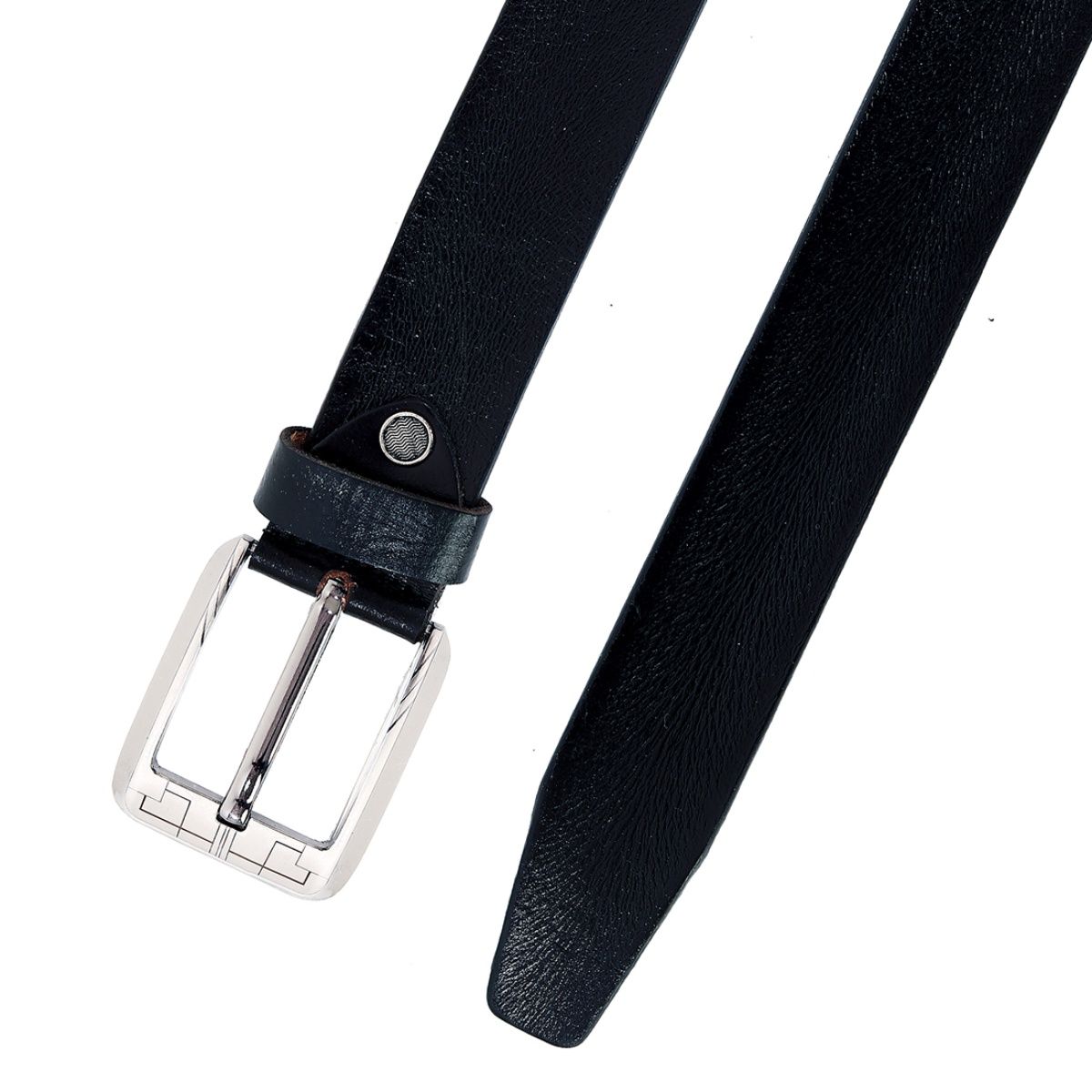 Buy Leather World Men Textured Genuine Leather Belt Black Online