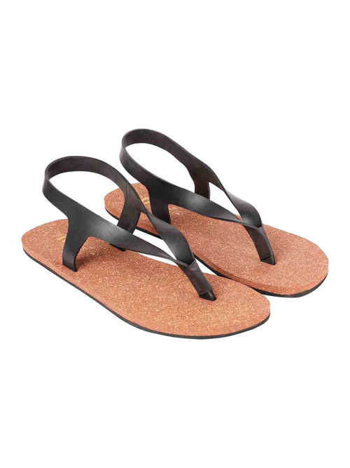 Mens Thin Strap Sandals Planet Paaduks Omi Thong-Strap Cork Waterproof  Brown Sandals (UK 5)