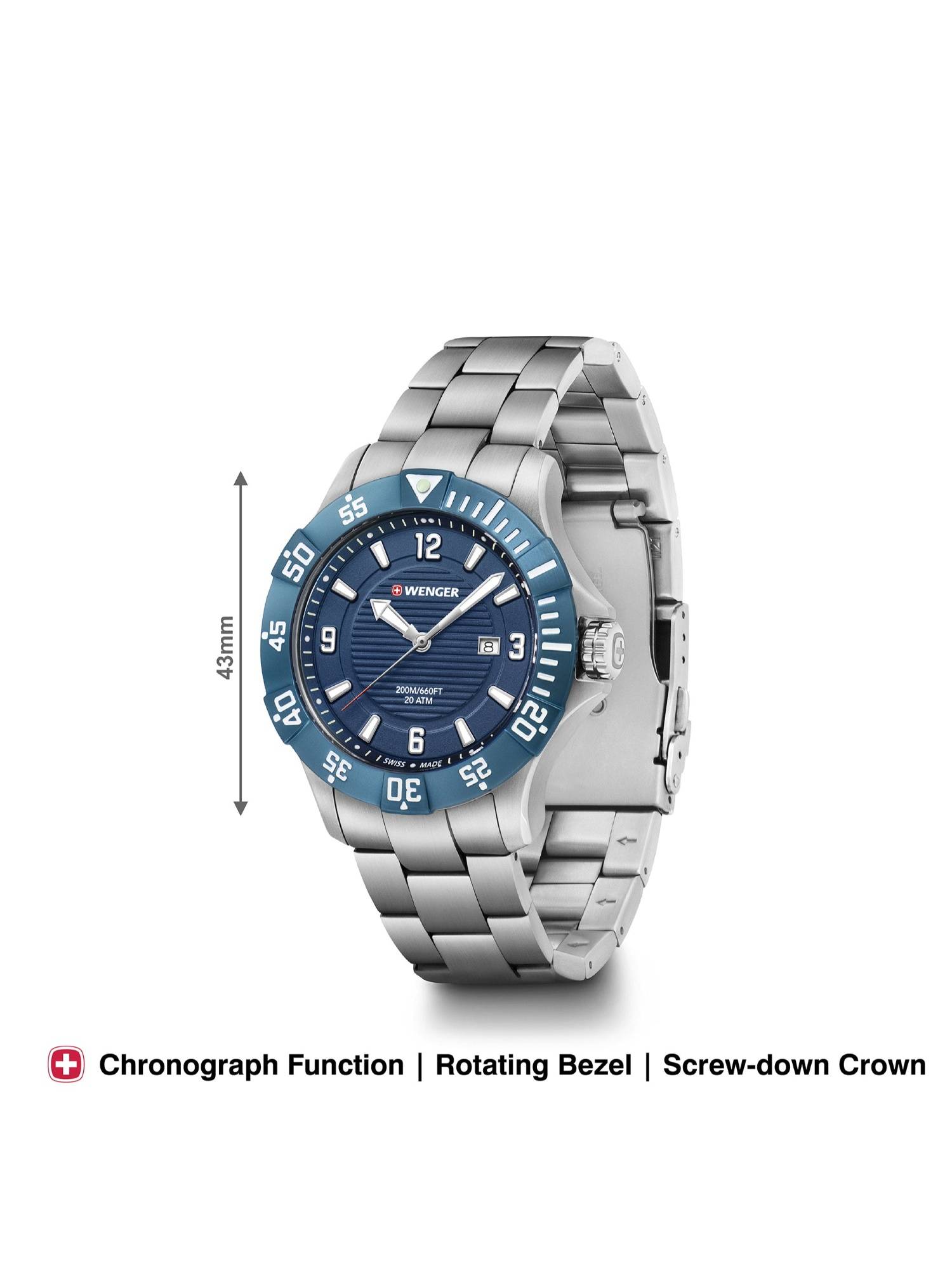 Buy Wenger Seaforce 43Mm Blue Dial Men Analog Watch (01.0641.133
