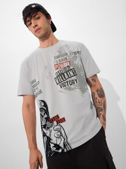 The Souled Store Men Grey Official Star Wars Join The Darkside Relaxed Fit  T-Shirt