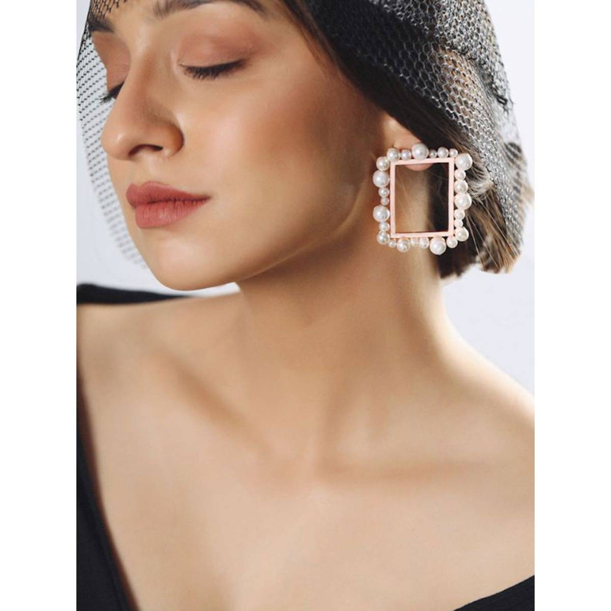 Mitali Jain Margaret Rose Gold Frame Earrings