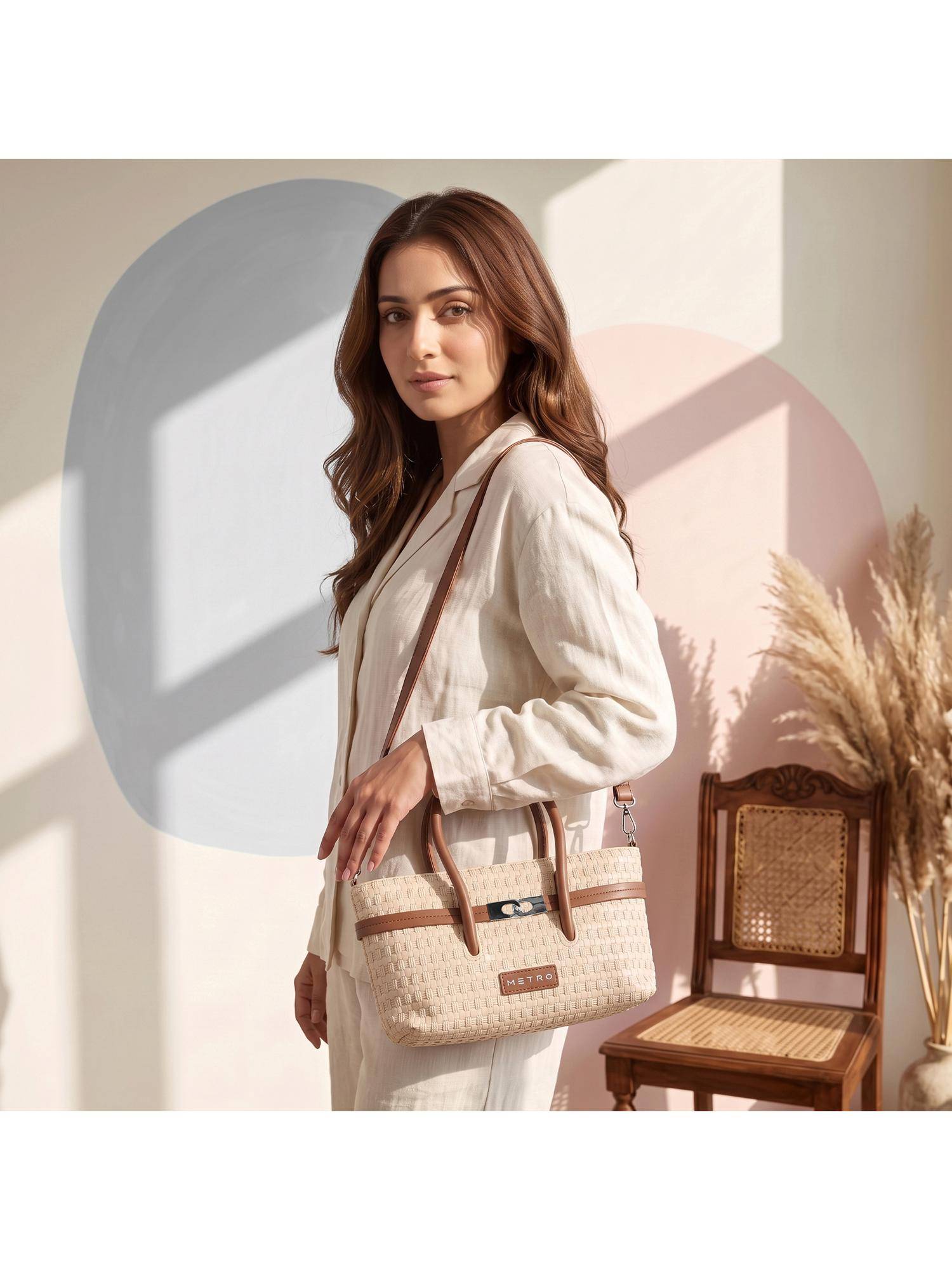 Metro Beige Women's Satchel Bag with Detachable Strap