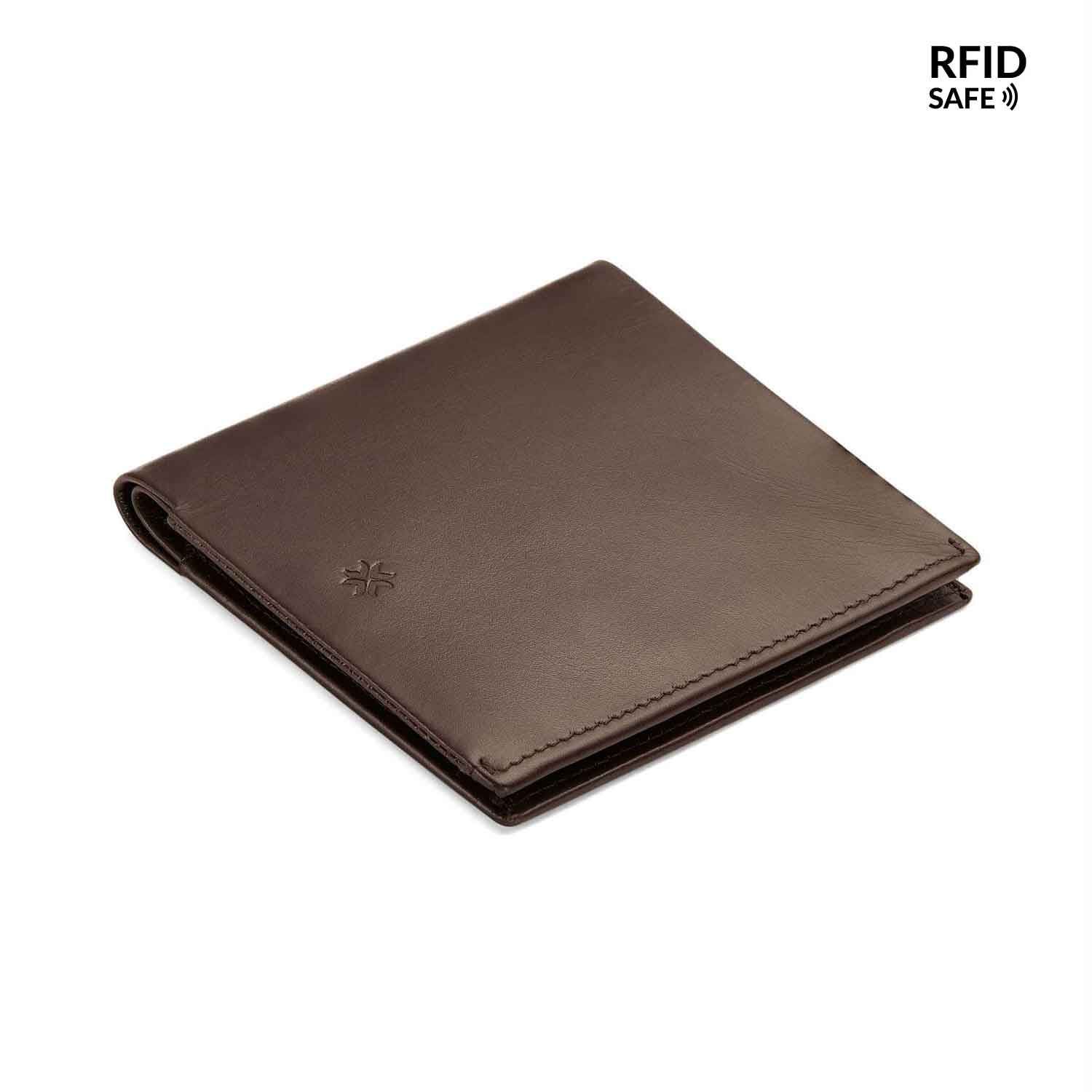 Pennline Rfid Safe Slim Bifold Leather Wallet With Hidden Coin Pocket