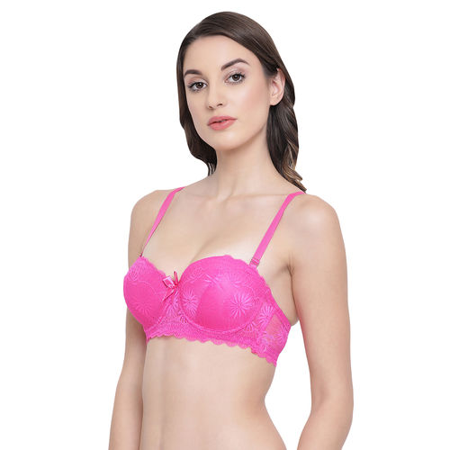 Buy Clovia Padded Underwired Push Up Multiway Balconette Bra - Pink (36C)  Online