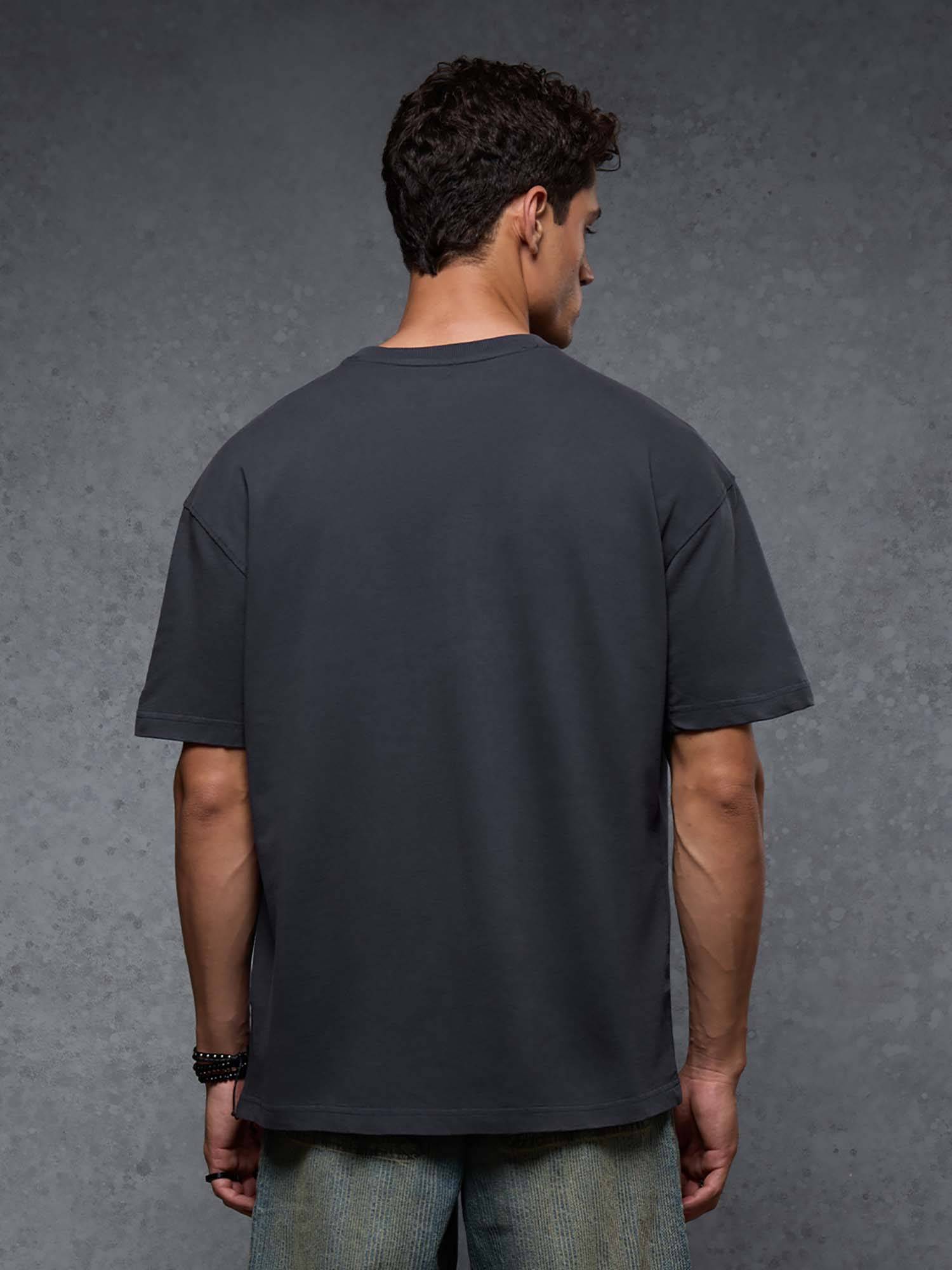 Buy The Souled Store Men Charcoal Punk Rock Oversized Graphic