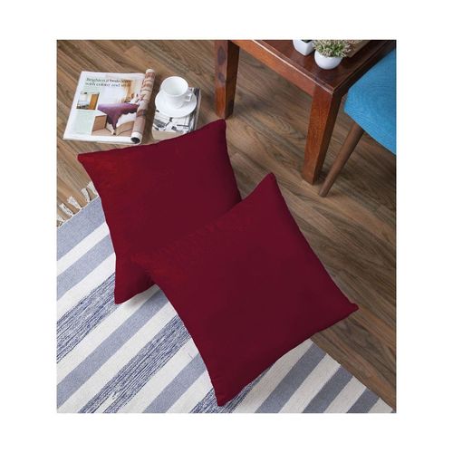Encasa Homes Decorative Velvet Cushion Cover (24x24 inches) Red