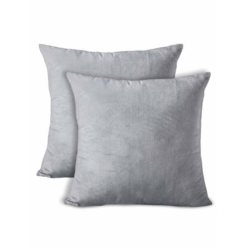 Encasa Homes Velvet Throw Pillow Cushion Covers pc Set Grey (20x20  inches)
