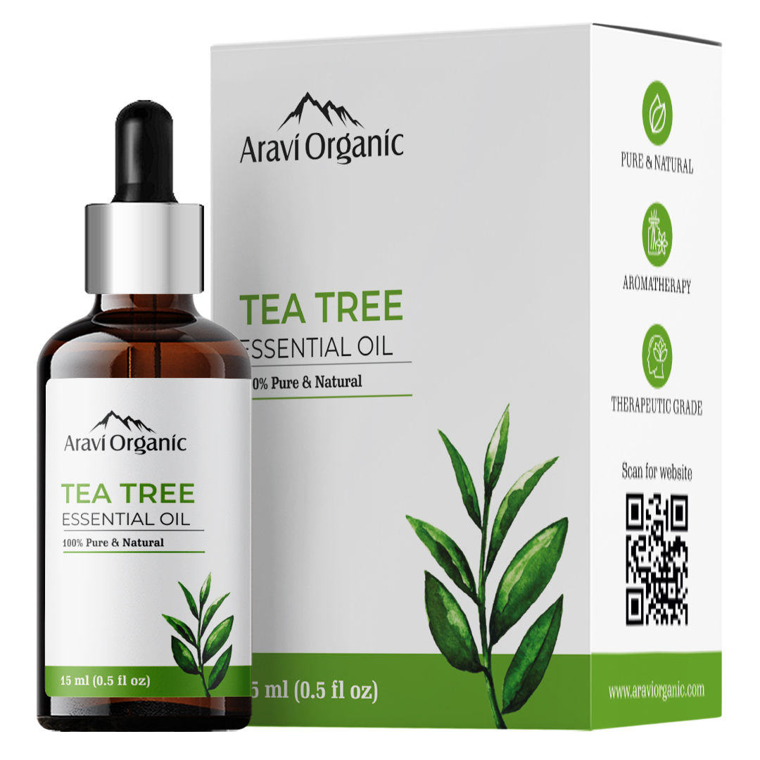 Aravi Organic Tea Tree Essential Oil for Skin Acne Pimple Face Hair