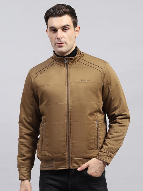 Monte Carlo Men Solid Brown High Neck Full Sleeve Jacket