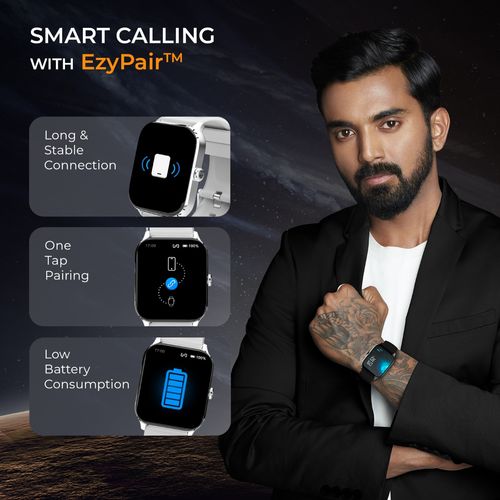 beatXP Marv HD Screen Ultra Thin Bezel One-Tap BT Calling  Smartwatch (Grey Strap)