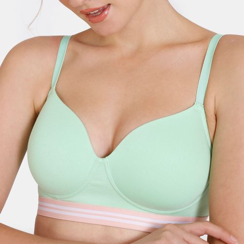 Buy Zivame Sporty Twist Padded Non Wired 3-4th Coverage T-shirt Bra - Green  Ash Online